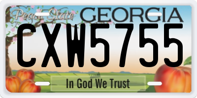 GA license plate CXW5755