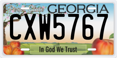 GA license plate CXW5767