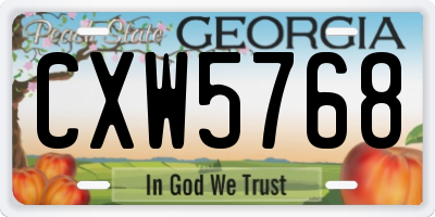 GA license plate CXW5768