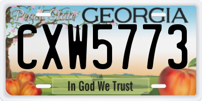 GA license plate CXW5773