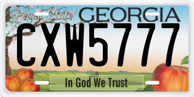 GA license plate CXW5777