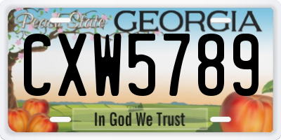 GA license plate CXW5789