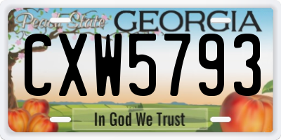 GA license plate CXW5793