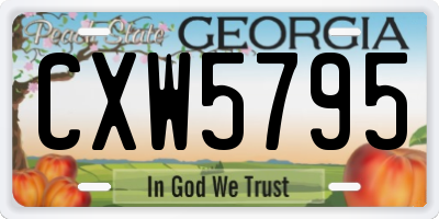 GA license plate CXW5795