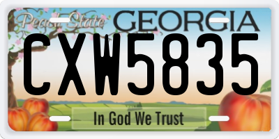 GA license plate CXW5835