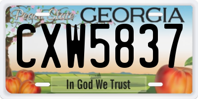 GA license plate CXW5837