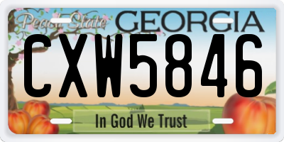 GA license plate CXW5846