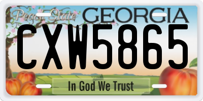 GA license plate CXW5865