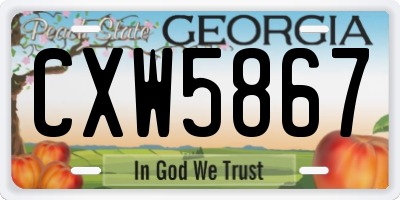 GA license plate CXW5867