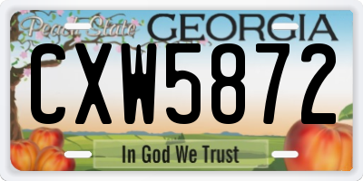 GA license plate CXW5872