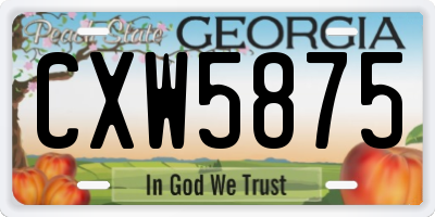 GA license plate CXW5875