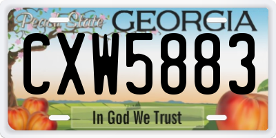 GA license plate CXW5883