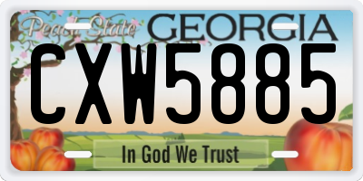 GA license plate CXW5885