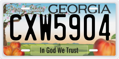 GA license plate CXW5904