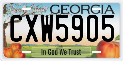 GA license plate CXW5905