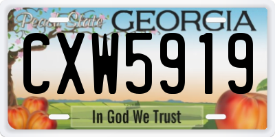 GA license plate CXW5919