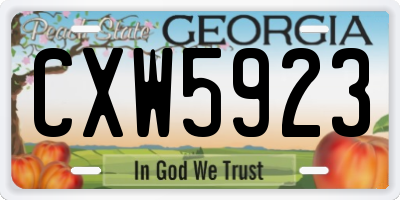 GA license plate CXW5923