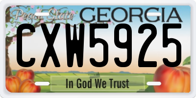GA license plate CXW5925