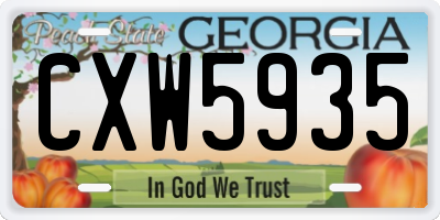 GA license plate CXW5935
