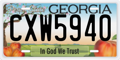 GA license plate CXW5940