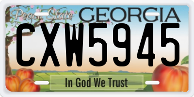 GA license plate CXW5945