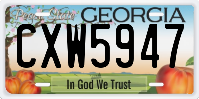GA license plate CXW5947