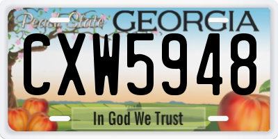 GA license plate CXW5948