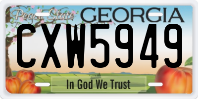 GA license plate CXW5949