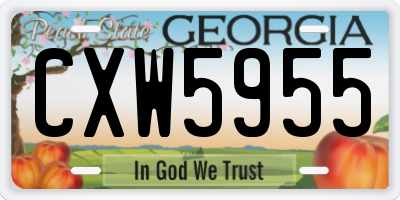 GA license plate CXW5955