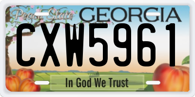 GA license plate CXW5961