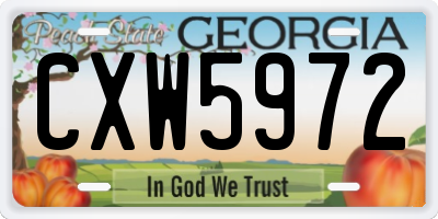 GA license plate CXW5972