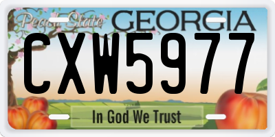 GA license plate CXW5977