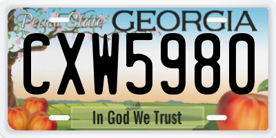 GA license plate CXW5980