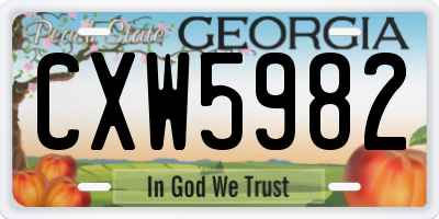 GA license plate CXW5982