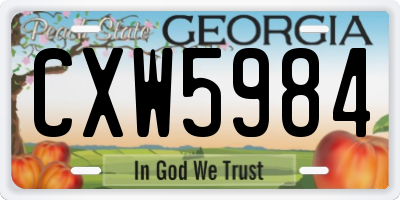 GA license plate CXW5984