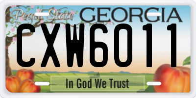 GA license plate CXW6011