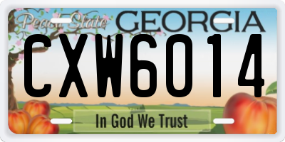 GA license plate CXW6014
