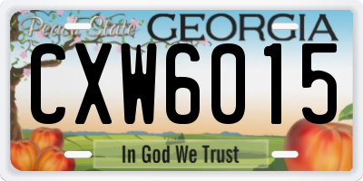 GA license plate CXW6015