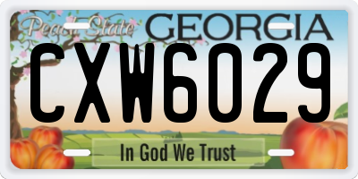 GA license plate CXW6029