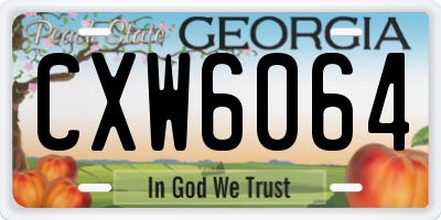 GA license plate CXW6064
