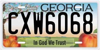 GA license plate CXW6068
