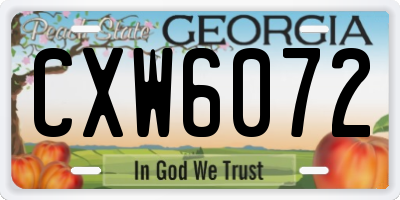 GA license plate CXW6072