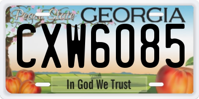 GA license plate CXW6085