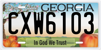 GA license plate CXW6103