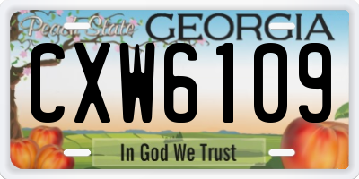 GA license plate CXW6109