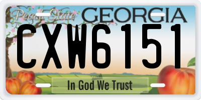 GA license plate CXW6151