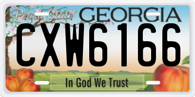 GA license plate CXW6166
