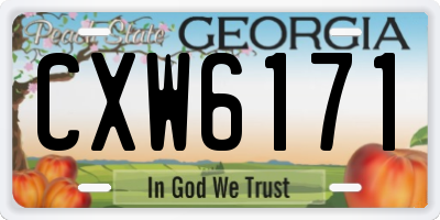 GA license plate CXW6171