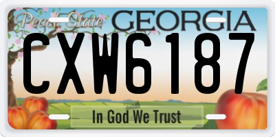 GA license plate CXW6187