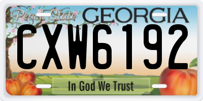 GA license plate CXW6192